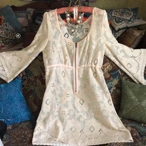 Free people zip up lace dress or cover up. Lg